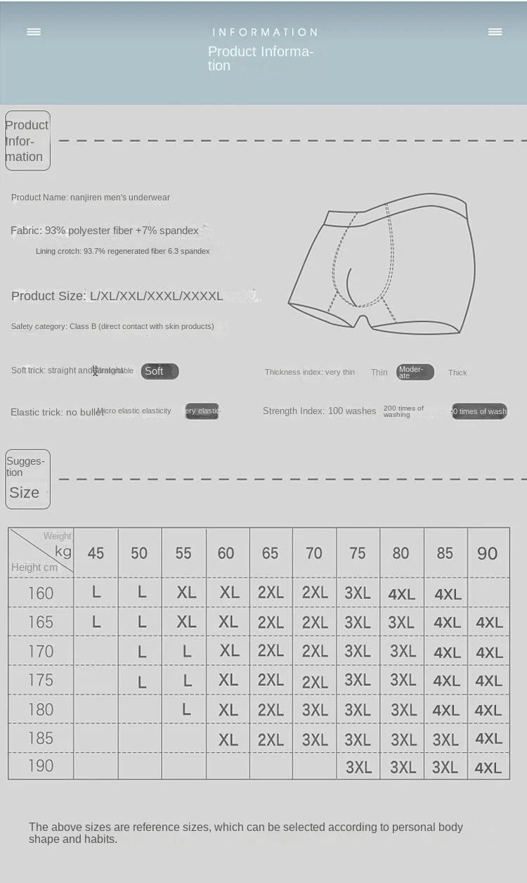 4pcs Boxer Shorts Men's Ice Silk Underwear Male Underpants Breathable Sexy Thin Panties U Convex Lingerie Wholesale Lots L-6XL