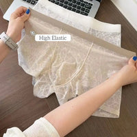 Fashion Underpants Men Boxer Briefs Ice Silk Quick Dry Lace Shorts Boxers Breathable Mesh Thin Underwear for Men Gift