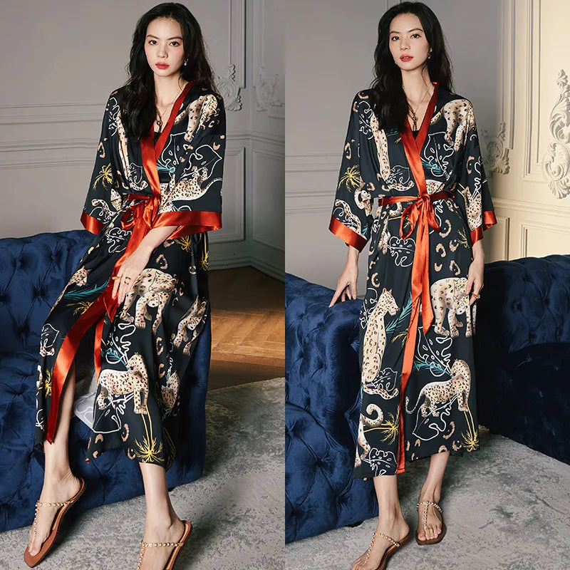 Summer Ice Silk Pajamas Bathrobes