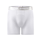 Men's Boxers Shorts Ice Silk Mesh Underwear Cueca Breathable U Convex Pouch Panties Man Middle Long Leg Underpants Large Size