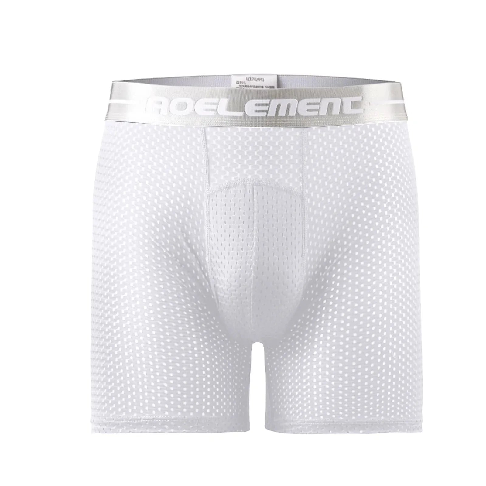 Men's Boxers Shorts Ice Silk Mesh Underwear Cueca Breathable U Convex Pouch Panties Man Middle Long Leg Underpants Large Size