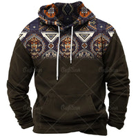 Men Hooded Vintage Print  Sweatshirt