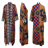 African Ethnic Print Loose Long Trench Coat Streetwear