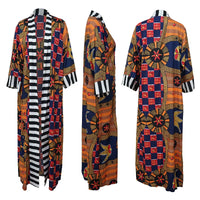 African Ethnic Print Loose Long Trench Coat Streetwear
