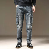 Men Straight Cowboy Cargo Pants with Pockets