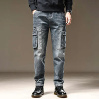 Men Straight Cowboy Cargo Pants with Pockets