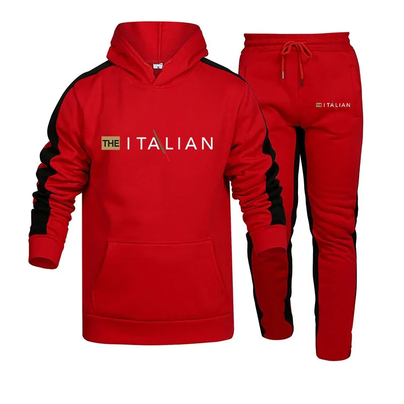 2025 Mens Tracksuit Print Casual Hooded Sweatshirt Sweatpants Set Outdoors Sports Jogging Mens Clothing FitnessStreet Sportswear