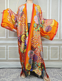 African Dresses For Women Plus Size Muslim Summer Silk Loose Cardigans Traditional Ramadan Long Duster Coat For Party