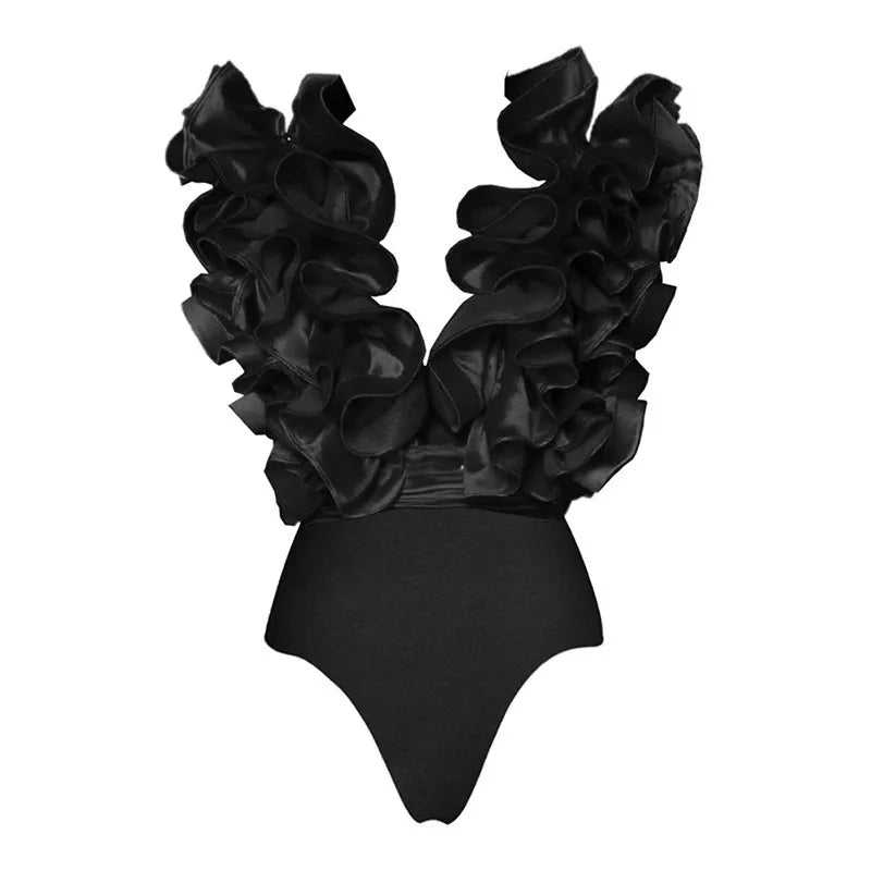 Women Ruffle Splice Bikini With Skirt