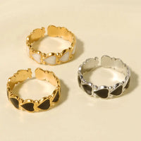 Elegant Ring Enamel Stainless Steel Rings For Women Men Accessories Flower Plant Jewelry Real Gold