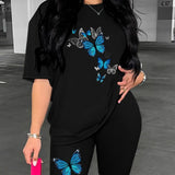 Women's Butterfly Printed Two-Piece Set
