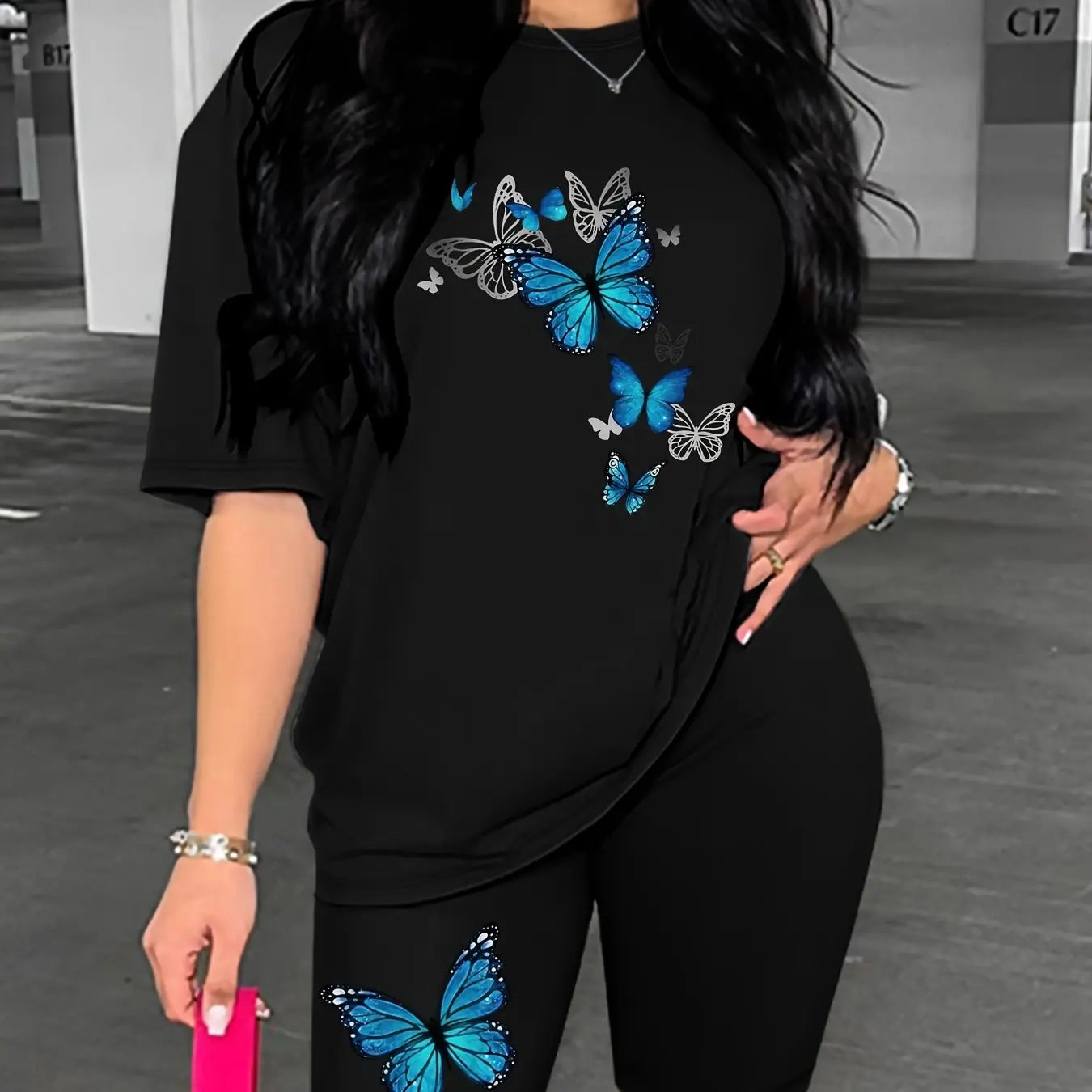 Women's Butterfly Printed Two-Piece Set