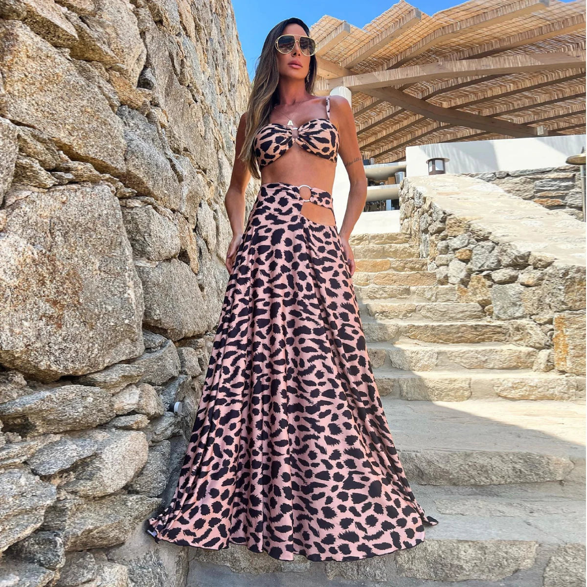 Women Geometry Printed Beach Cover Up