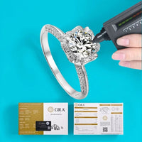 Silver 18K Gold Plated Bouquet Heart Moissanite Wedding Proposal Ring GBA Certified