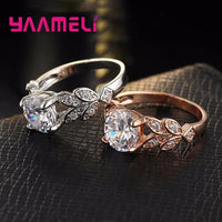 Hot Sell 925 Sterling Silver Color High Quality Zircon Crystals Paved Leaf Design