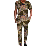 African Tribal Culture Men's Outfits Short Sleeve Set Shirts Patch Trousers African Print Male Pant Suits Party Wear Customized