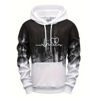 Mens Tracksuit Print Splash-ink Hooded Sweatshirts Streetwear Daily Casual Sports Jogging Mens Clothing Single Piece Tops Pants