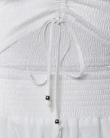 Drawstring Bandeau Crop Top & Casual Shirred Pants Sets