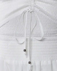 Drawstring Bandeau Crop Top & Casual Shirred Pants Sets