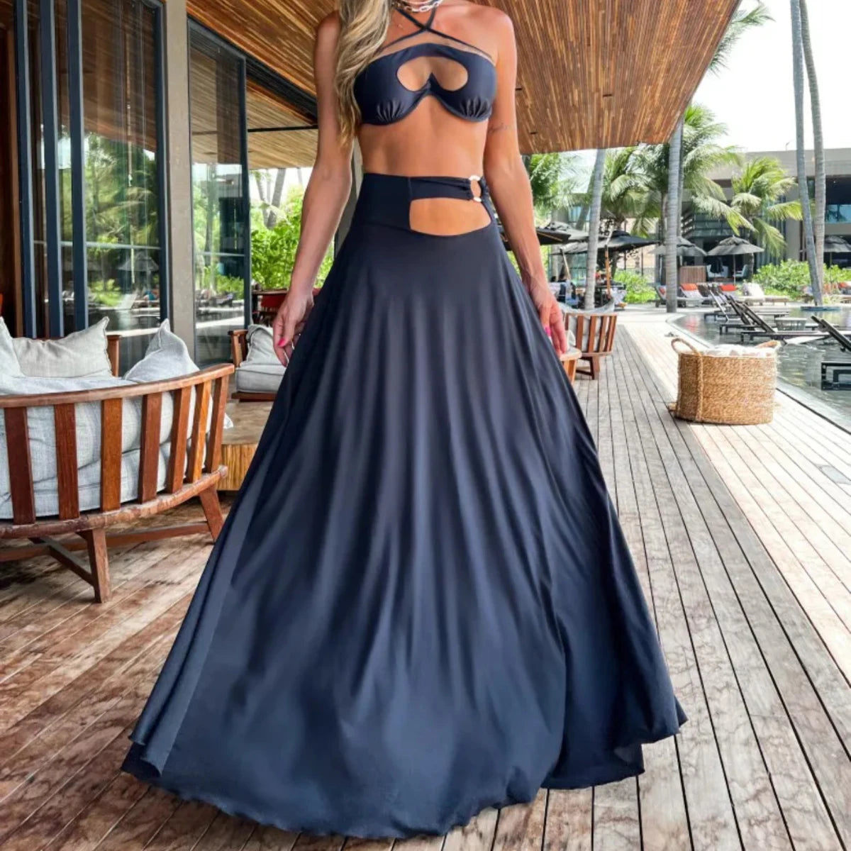 Women Geometry Printed Beach Cover Up