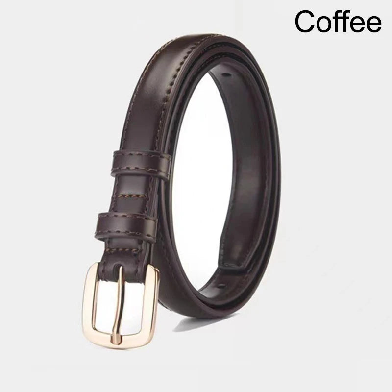Women's PU Leather Belt with Metal Buckle Casual Simple Waist Strap for Jeans And Dresses Decorative Female Waistband Gift