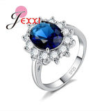 Elegant Fashion Sunflower 925 Sterling Silver Color Wedding Engagement Rings