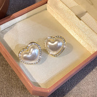 Gold Plated Pearl Heart Stud