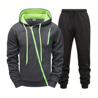 Mens Tracksuit Solid Color Casual Zipper Sweatshirts Daily Sports Jogging Hoodies Mens Clothing Single Piece Jacket Tops Pants