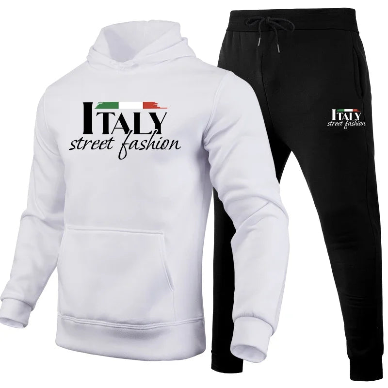 Mens Tracksuit Casual Printing Sweatshirt Sweatpants 2 Pcs Set Sports Jogging Mens Clothing Fashion Hoodies Sportswear Outfits