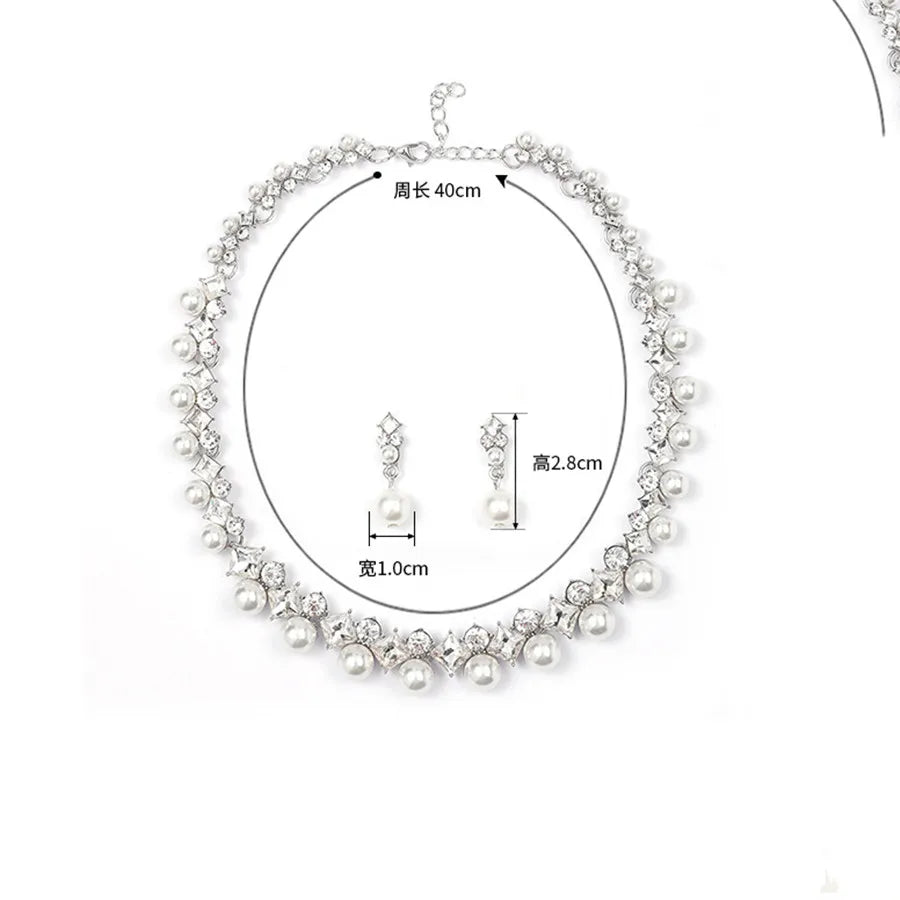 Personality flower Pearl Wedding Necklace Earring