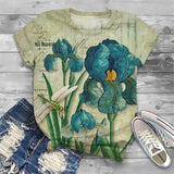Summer Vintage Butterfly Pattern T-Shirt For Women