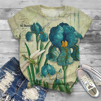 Summer Vintage Butterfly Pattern T-Shirt For Women