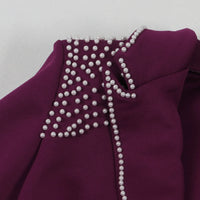 Women's Pearl Splicing Blazer and Wide Pants Set