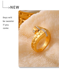 Elegant Rhinestones Rings For Women Stainless Steel No Rusted 18K