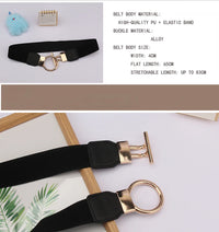 Women's Fashion Round Buckle Belt, Simple 4cm Wide Elastic Waistband, Decorative Temperament Waist Cincher