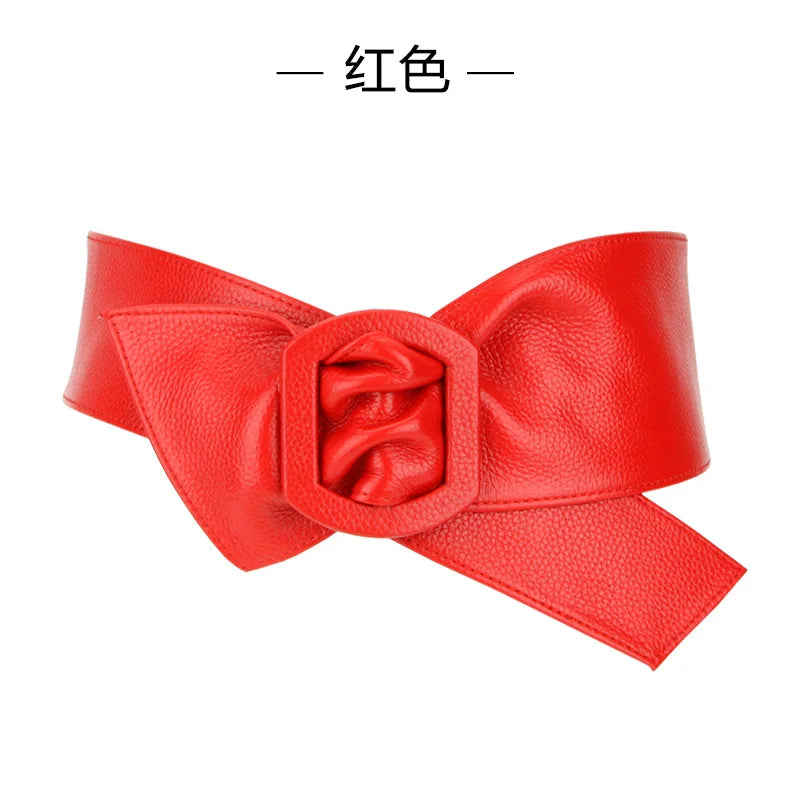 Women Belt for Dress Genuine Leather Bowknot Wide Belts Wrap Waistband Coat Corset Designer Luxury Brand Cummerbunds Waistbelt