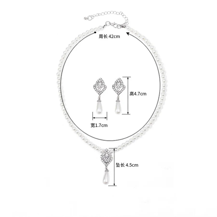 Personality flower Pearl Wedding Necklace Earring