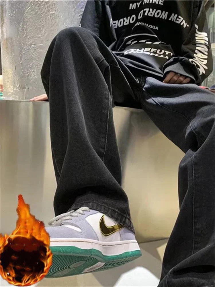 Thick Fleece Cross Waist Wide Leg Pants