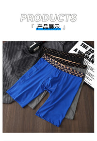 Mens Quick-drying Underpant Long Legs U Convex Pouch Boxers With Side Pockets Sports Breathable Running Wear Resistant Panties