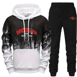 Daily Mens Tracksuit Casual Letter Printing Splash-ink Hooded Sweatshirts Sports Jogging Mens Clothing Single Piece Tops Pants