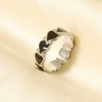 Elegant Ring Enamel Stainless Steel Rings For Women Men Accessories Flower Plant Jewelry Real Gold