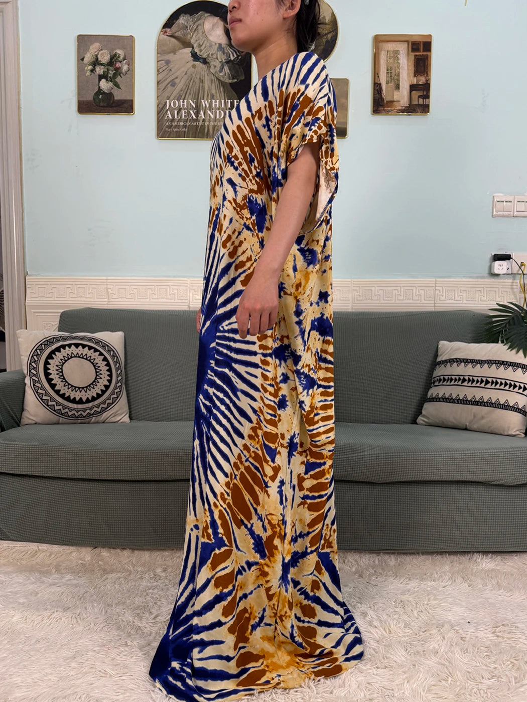 African Dresses For Women 2025 Floral Cotton Loose Femme Robe O-neck Muslim Islam Abaya Sets With 160x80cm Shawl Hijabs Scarf