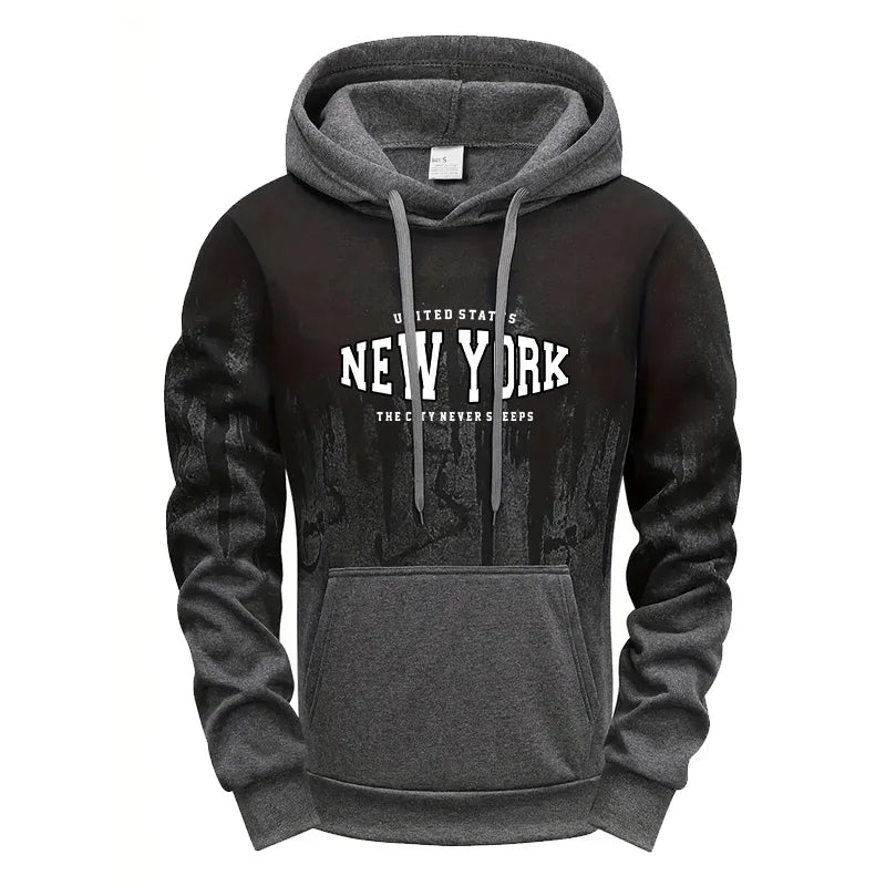 Autumn Winter Mens Tracksuit Casual Printing Splash-ink Hooded Sweatshirts Daily Sports Jogging Clothing Single Piece Tops Pants