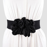 Women Fashion Floral Wide Elastic Belt Casual Trendy Waist Band Chic Ladies Dress Cummerbands Skirt Dress Coat Decor Accessories