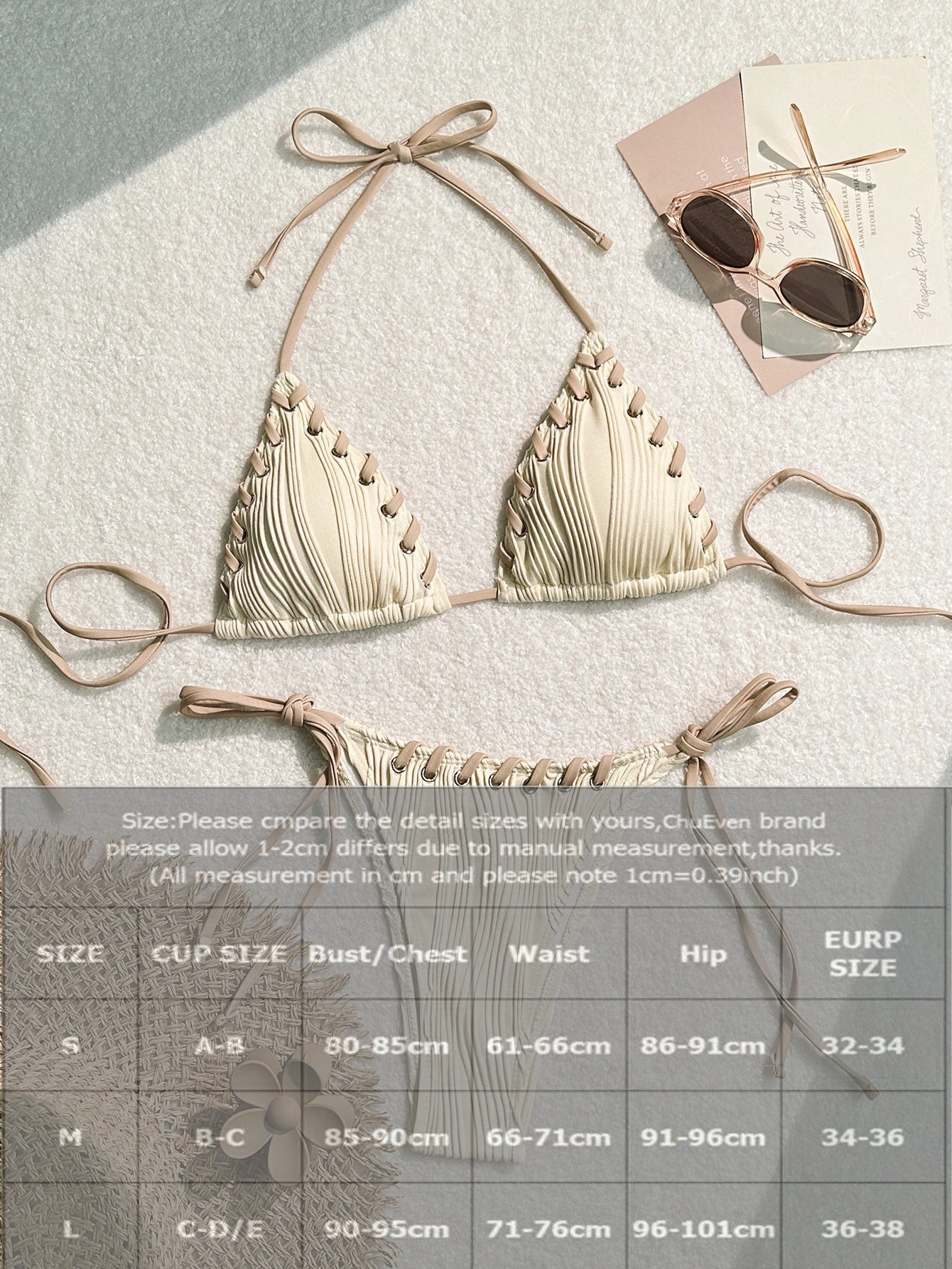 2 Pcs Blue & White Bikini Swimsuit