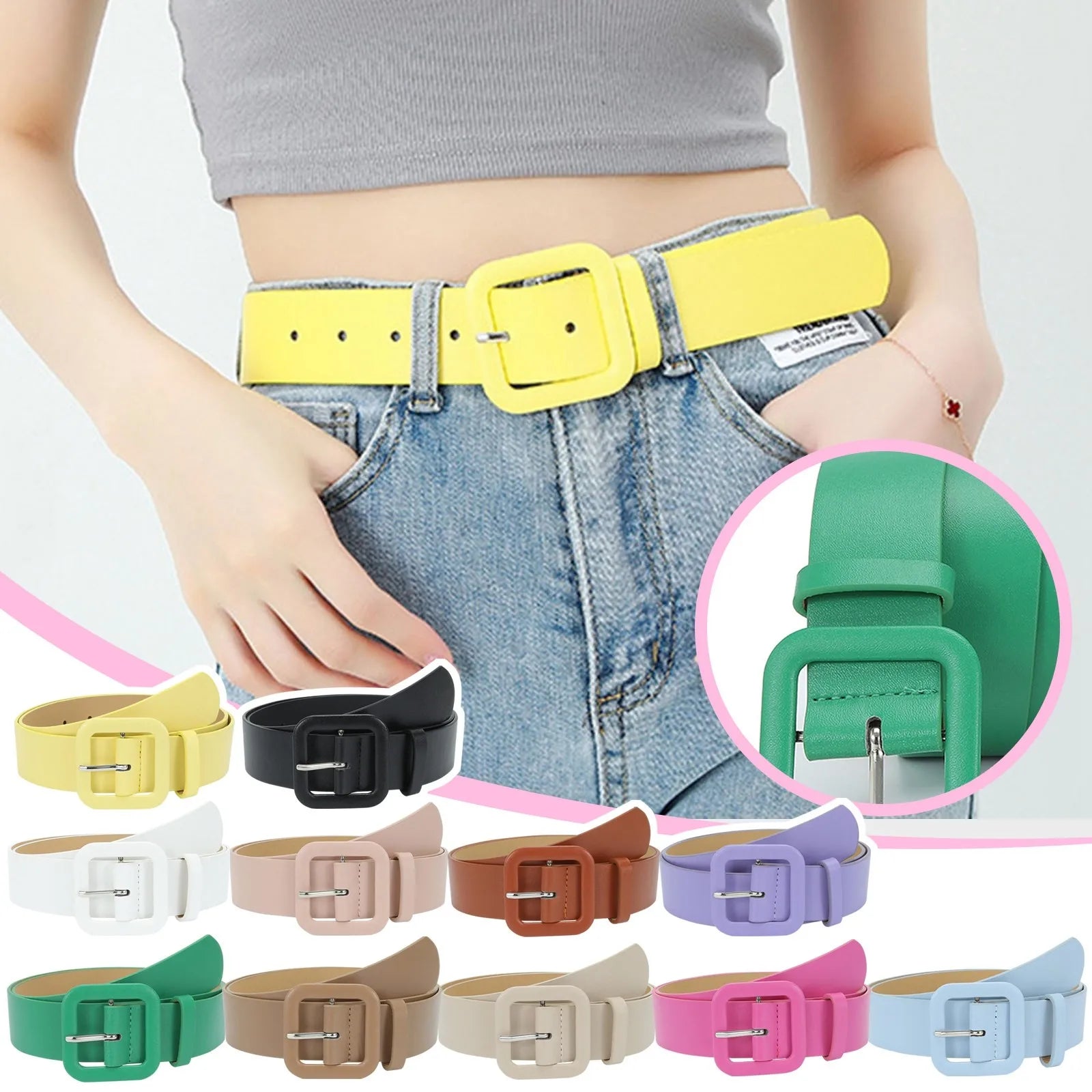 Women'S Trousers Belt Pu Leather Belt For Women'S Dress And Jeans Designer Belt Women Belt Simple Black Belt Female Strap