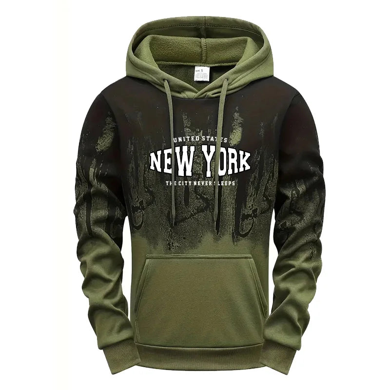 Autumn Winter Mens Tracksuit Casual Printing Splash-ink Hooded Sweatshirts Daily Sports Jogging Clothing Single Piece Tops Pants