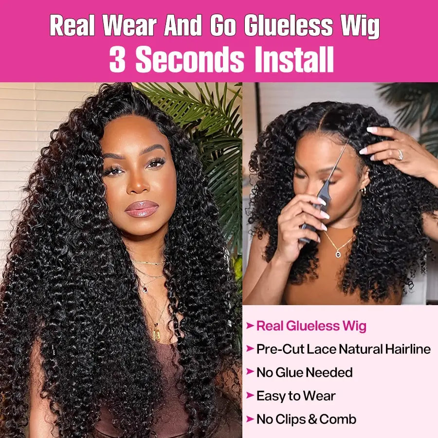 Wear And Go Deep Wave Glueless Human Hair Wig