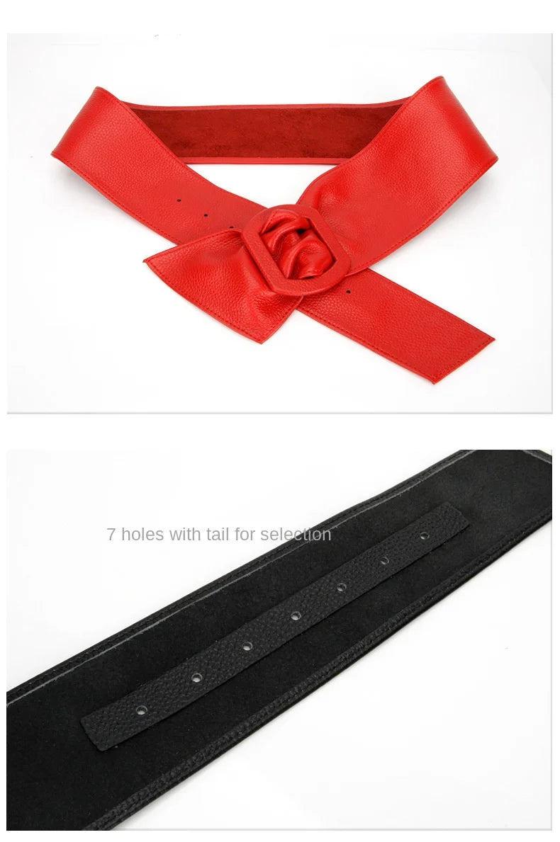 Women Belt for Dress Genuine Leather Bowknot Wide Belts Wrap Waistband Coat Corset Designer Luxury Brand Cummerbunds Waistbelt