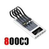 200000mAh 120W Solar Power Bank With Led Lamp Super Fast Charging Ultra High Capacity 4 Wire Digital Display External Battery